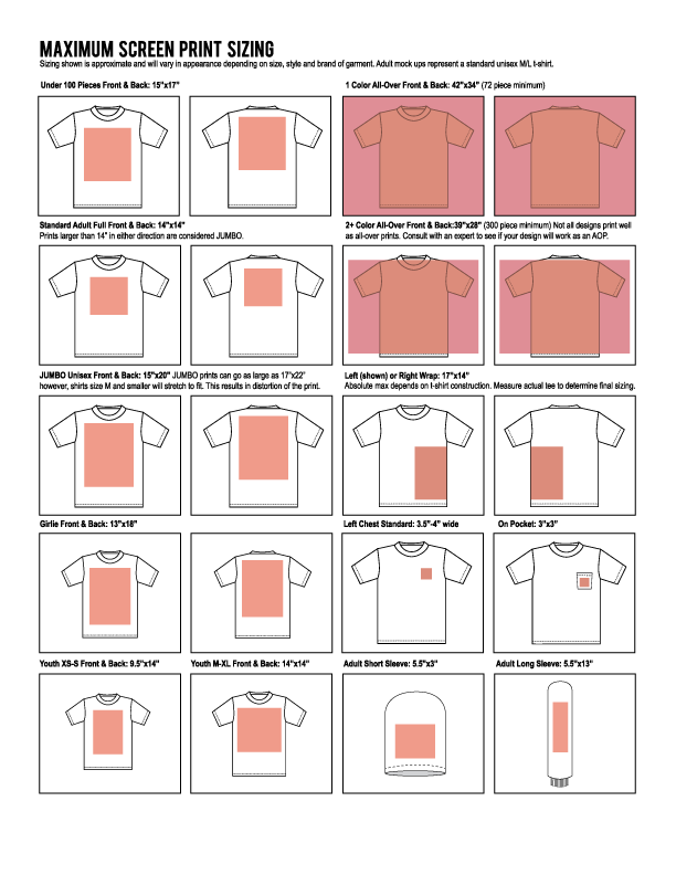 T shirt screen printing size top