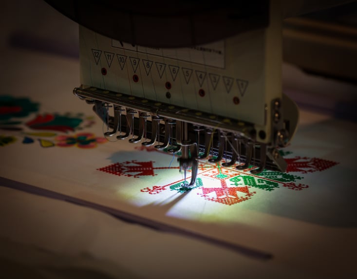 Embroidery machine close up