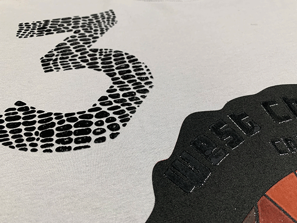 Black Foil Specialty Technique on T-shirts